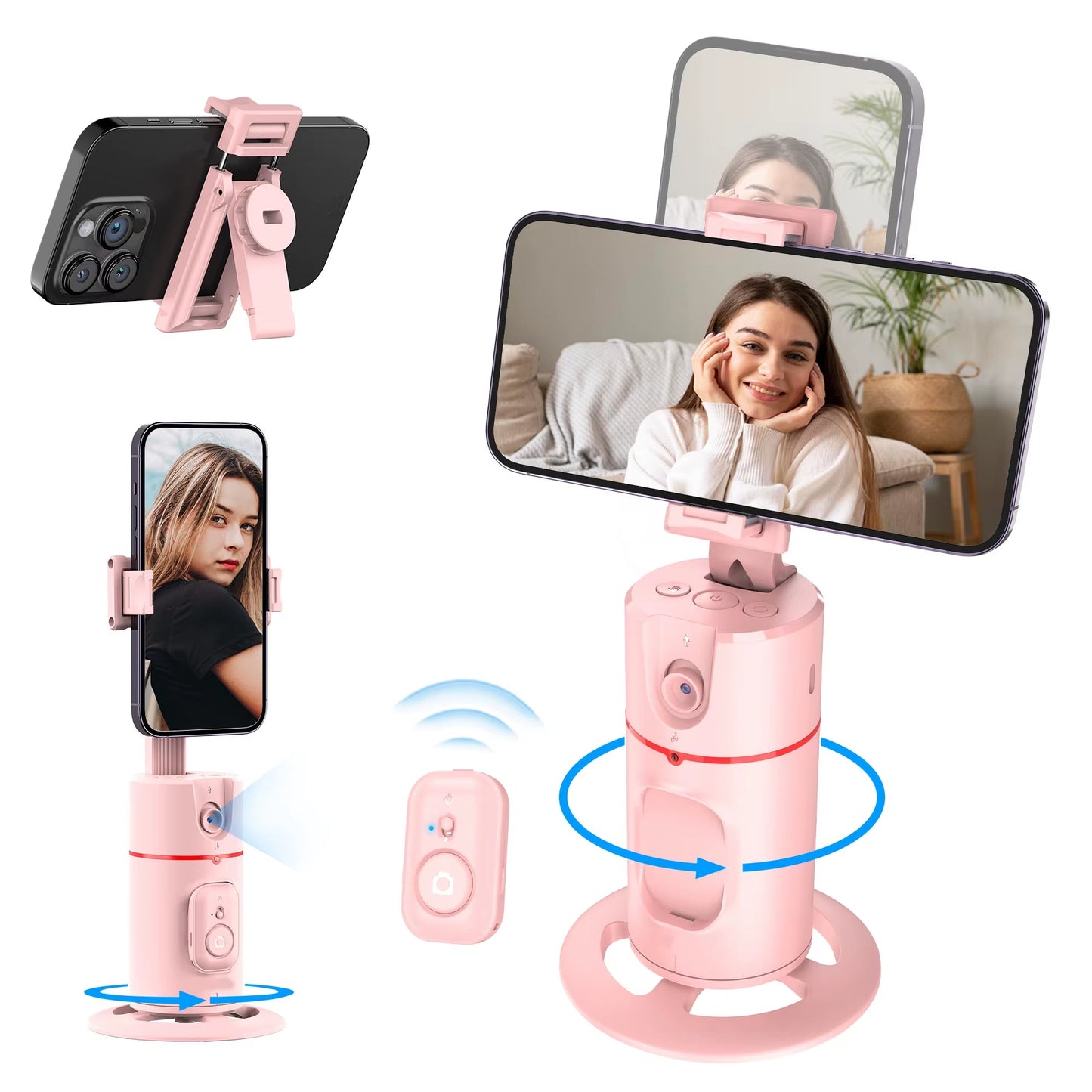 Capture Every Moment with the P02 Gimbal: 360° Ai-Powered Selfie Stick with Detachable Phone Clip!